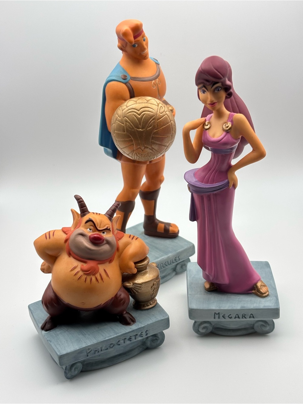 Vintage Disney Hercules Ceramic Figurine Set of 3 Hercules Megara Philoctetes